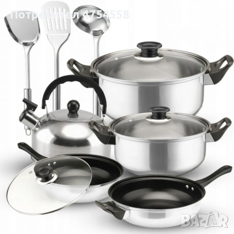 Комплект тенджери и аксесоари от 11 части - издръжливи и устойчиви, снимка 7 - Съдове за готвене - 54035465