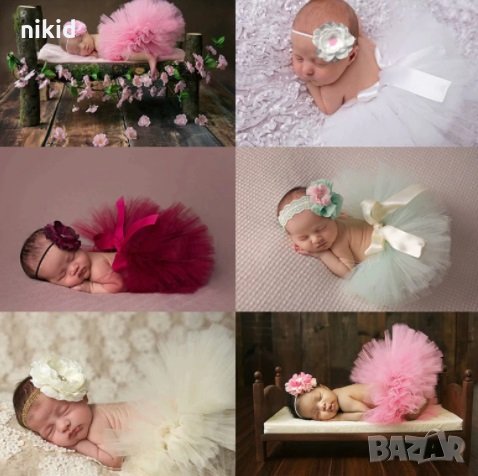 Червена циклама прасковена туту пола поличка и лента с пандела за глава за бебе фотосесия фото декор, снимка 3 - Други - 31199748