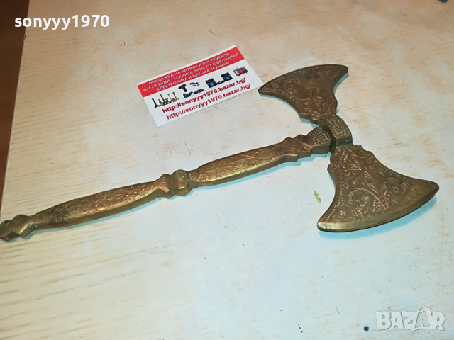 ТОМАХАВКА-МЕД/МЕСИНГ ВНОС АНГЛИЯ 2404221631, снимка 9 - Антикварни и старинни предмети - 36551058