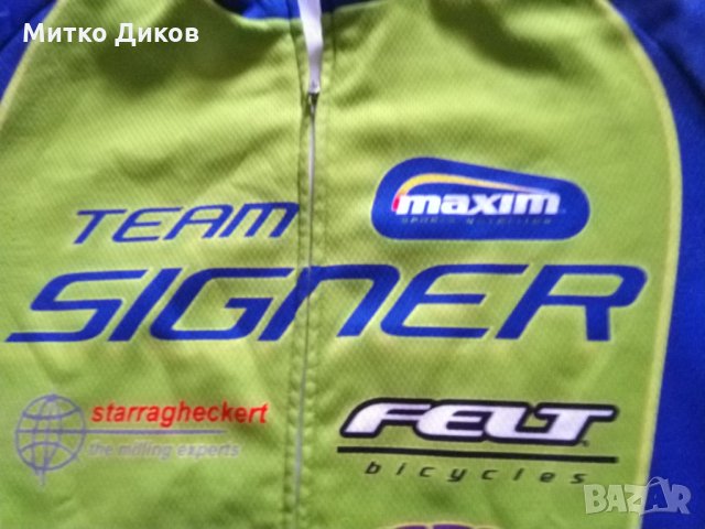 Колездачна тениска маркова на Текси отбор Сигнер силиконов грип дълги ръкави размер М, снимка 3 - Велосипеди - 35466394