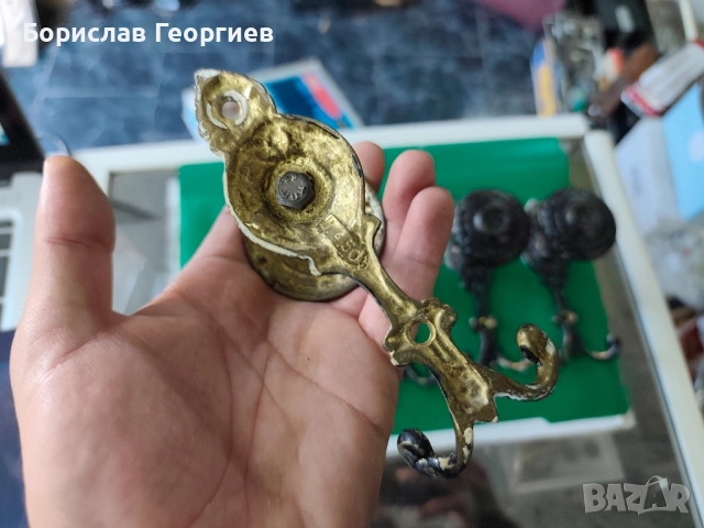 Месингови закачалки пет броя, снимка 4 - Антикварни и старинни предмети - 51734933