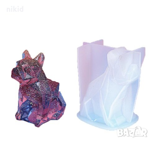 3d Геометрично куче френски Булдог силиконов молд декорация фондан шоколад гипс смола свещ сапун