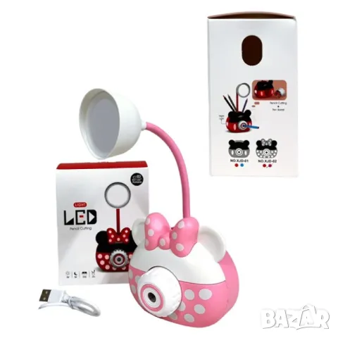 Детска нощна LED лампа презареждаема, с акумулаторна батерия Фотоапарат с острилка, розова за момиче