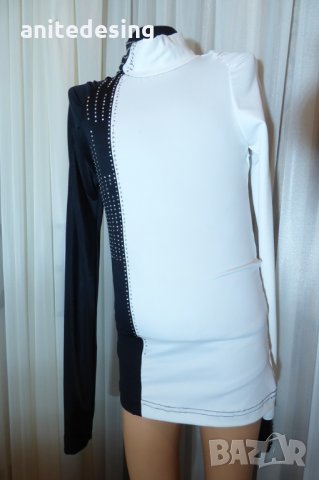 поло за спортни танци-черно и бяло