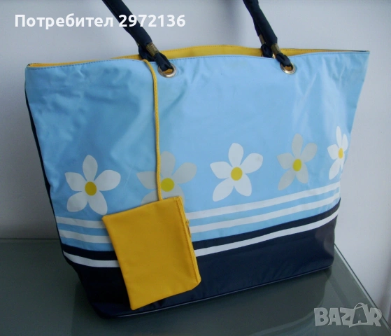 Голяма плажна чанта с цип, снимка 6 - Чанти - 53126989