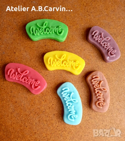 Ароматни глицеринови сапунчета с надпис „welcome“ 10 броя, снимка 4 - Декорация за дома - 54127122