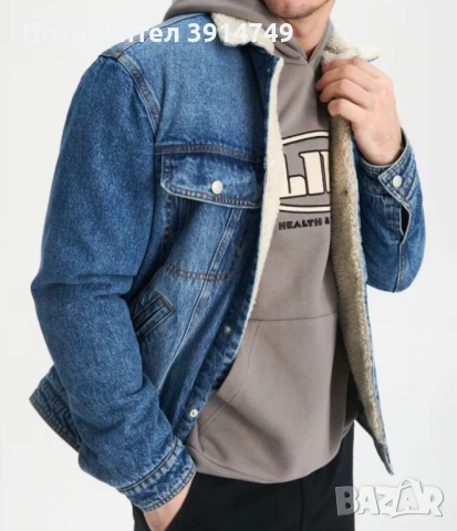 НОВО Дънково, джинсово яке, шерпа хастар, метални копчета 'тик-так';качествен текстил, плътно, топло, снимка 3 - Якета - 51618726