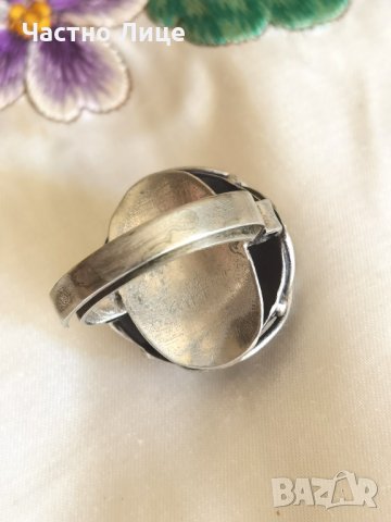 Старинен Царски Регулируем Пръстен със Зелен Камък., снимка 4 - Пръстени - 38461621