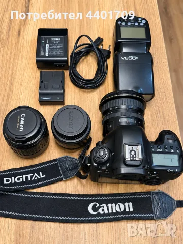 Фотоапарат Canon EOS 6D + 3 обектива + Godox V860II C + чанта, снимка 2 - Фотоапарати - 56246783