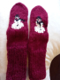Ръчно плетени коледни детски чорапи, ходило 21 см., снимка 1