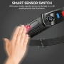 Нови 2 броя LED челник акумулаторен IPX4 сензор 9 режима 3000LM фар глава, снимка 4