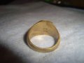 СТАР РЕТРО АРТ ДЕКО РЪЧНО ОРНАМЕНТИРАН ПОЗЛАТЕН ПРЪСТЕН от НЕРЪЖДАЕМА СТОМАНА с ПЕЧАТИ 585 14К 27573, снимка 9