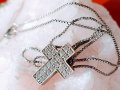 Сребърно кръстче с естествени камъни, снимка 2