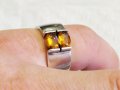 Стар марков мъжки сребърен пръстен с красиви желти сапфири -  стар внос от Щати, снимка 1 - Пръстени - 29499201