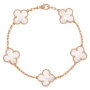 Van Cleef & Arpels VCA 5 Motifs Rose Gold Mother of Pearl Vintage Alhambra Дамска Гривна, снимка 8
