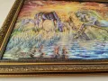 Картина върху платно с маслени бои Среща на коне при залез , снимка 7