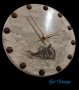 Стенен Часовник Дърво масив бакелит артилерия Царство България копчета Орех Стрелки гравиран оръдие, снимка 1