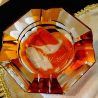 Пепелник цветен кристал Bohemia,фазан. , снимка 12 - Антикварни и старинни предмети - 30469193