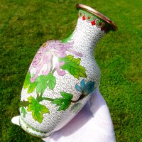 Китайска медна ваза Клоазоне,Cloisonne,маркирана. , снимка 9 - Вази - 36916498