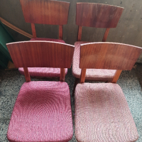Български дървени столове с облегалка и тапицерия от плат, снимка 2 - Столове - 44711376