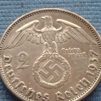 Сребърна монета 2 райхсмарки 1937г. Нацистка Германия със СВАСТИКА 39632, снимка 3 - Нумизматика и бонистика - 42763420