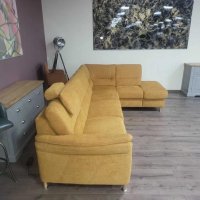Ъглов диван от плат цвят канела DAKAR с електрически релакс механизъм, снимка 9 - Дивани и мека мебел - 44216262
