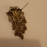 Радка брошка Арт Деко -1920г със клипс и игла кристали, снимка 7 - Антикварни и старинни предмети - 44176217