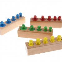 НАМАЛЕНИЯ ! Монтесори Дървени цветни цилиндри - теглилки с дръжки 4в1, снимка 6 - Образователни игри - 29958281