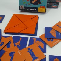 ХИТ! " Pocket tangram " 2бр. дървен Джобен танграм с шаблони в кутия, снимка 3 - Образователни игри - 40632532
