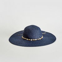 Дамска лятна шапка, с голяма перферия, тъмно синя, нова, с етикет, снимка 2 - Шапки - 37197994