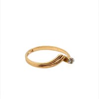Златен дамски пръстен 1,30гр. размер:49 14кр. проба:585 модел:22398-1, снимка 3 - Пръстени - 44376175