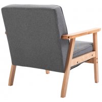Фотьойл/кресло Homcom лен/естествен бук внос от Германия, снимка 2 - Дивани и мека мебел - 38060537