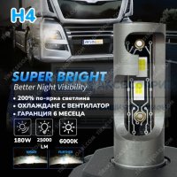 LED Диодни крушки за камиони, бусове H4 180W 12-24V +200%, снимка 2 - Аксесоари и консумативи - 40271535