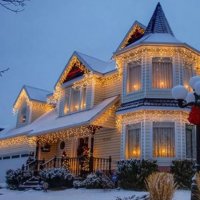 LED Коледна Украса за къщи външно вътрешно: Завеси/висулки/фиг/макруч, снимка 3 - Лед осветление - 30483827