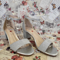 Официални дамски обувки на ток в сребрист цвят модел: 2088-58 silver, снимка 3 - Сандали - 44741639