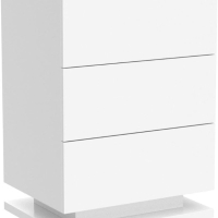 Нощно шкафче с LED светлини и 3 лъскави чекмеджета, бяло нощно шкафче за обзавеждане за спалня, моде, снимка 7 - Шкафове - 44793211