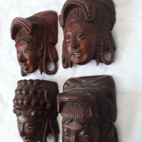 Колекция от четири дърворезбовани статуетки женски глави, снимка 2 - Декорация за дома - 31481210
