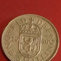 Две монети 1 шилинг 1956г. Англия Елизабет втора / 100 франка 1955г. Франция 34818, снимка 2 - Нумизматика и бонистика - 44350401
