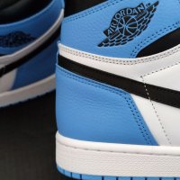 Nike Air Jordan 1 High UNC Blue Toe Нови Оригинални Мъжки Обувки Кецове Маратонки Размер 43 Номер, снимка 9 - Кецове - 40513476