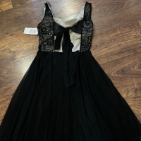 Черна рокля с бежово , снимка 4 - Рокли - 44586338