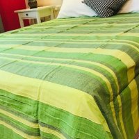 Памучен чаршаф ръчно тъкан - зелени райета