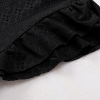 Дамска блуза в черен цвят с къси ръкави с къдрички, снимка 4 - Други - 44632288