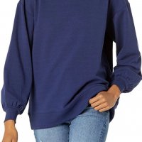 The Drop Kiko Дамска блуза с голямо деколте, син, XS НОВА, снимка 1 - Блузи с дълъг ръкав и пуловери - 39705056