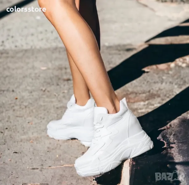 Кецове на платформа - бяла кожа - PA100-1, снимка 1