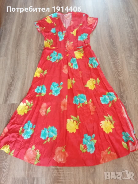 Красива лятна дамска червена рокля на цветя Fabiani, снимка 1