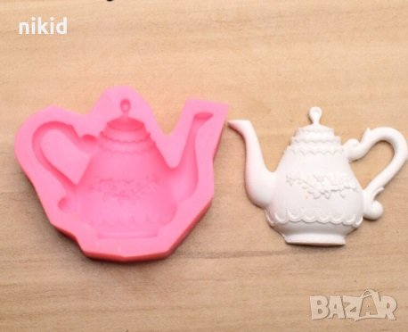 чайник с ивички силиконов молд форма фондан шоколад смола гипс украса декор, снимка 1