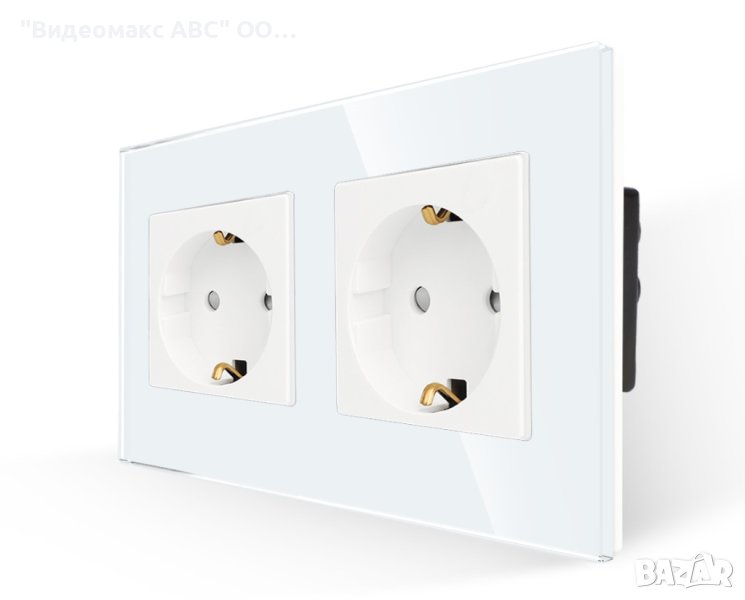 Двоен контакт 16A, комплект с кристална рамка, "LUX-ON" - БЯЛ, СИВ, ЧЕРЕН, ЗЛАТИСТ , снимка 1