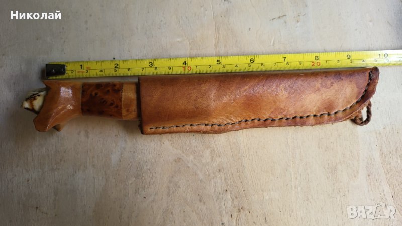 Уникален нож финка дръжка от зъб, снимка 1