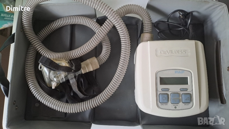 DeVilbiss IntelliPAP Standard DV51D, комплект с маска, тръба, захранващ кабел и куфар за носене., снимка 1