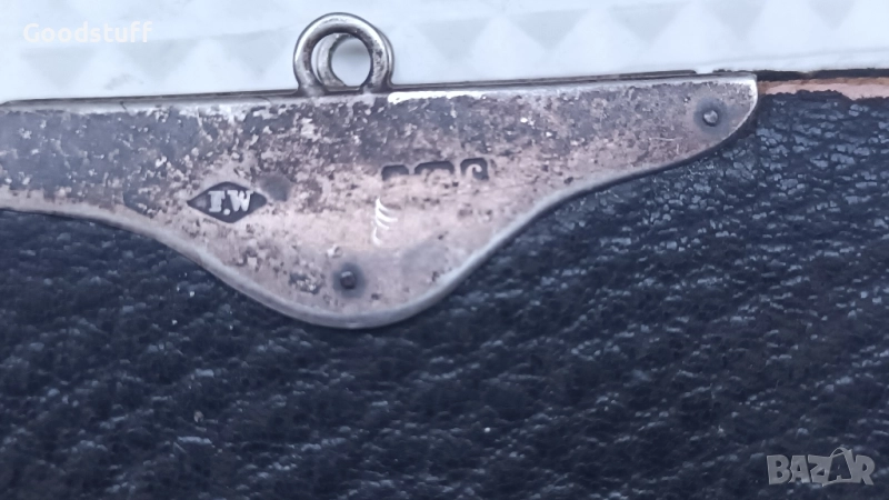 Сребро 925, кожа, Портфейл, Арт Деко, Бирмингам, портфейл, Англия , снимка 1